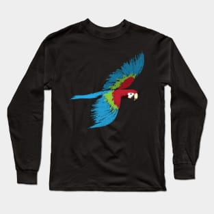 Artwork of Scarlet Macaw Parrot in Flight Long Sleeve T-Shirt